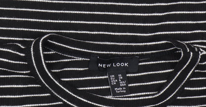 New Look Women's Black Striped T-Shirt Dress Size 10