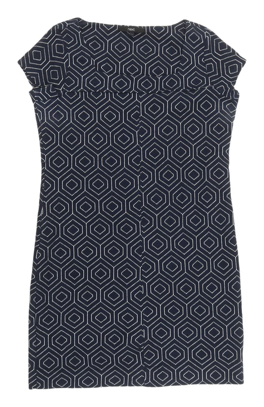 Next Women's Blue Geometric Sheath Dress, Size 12