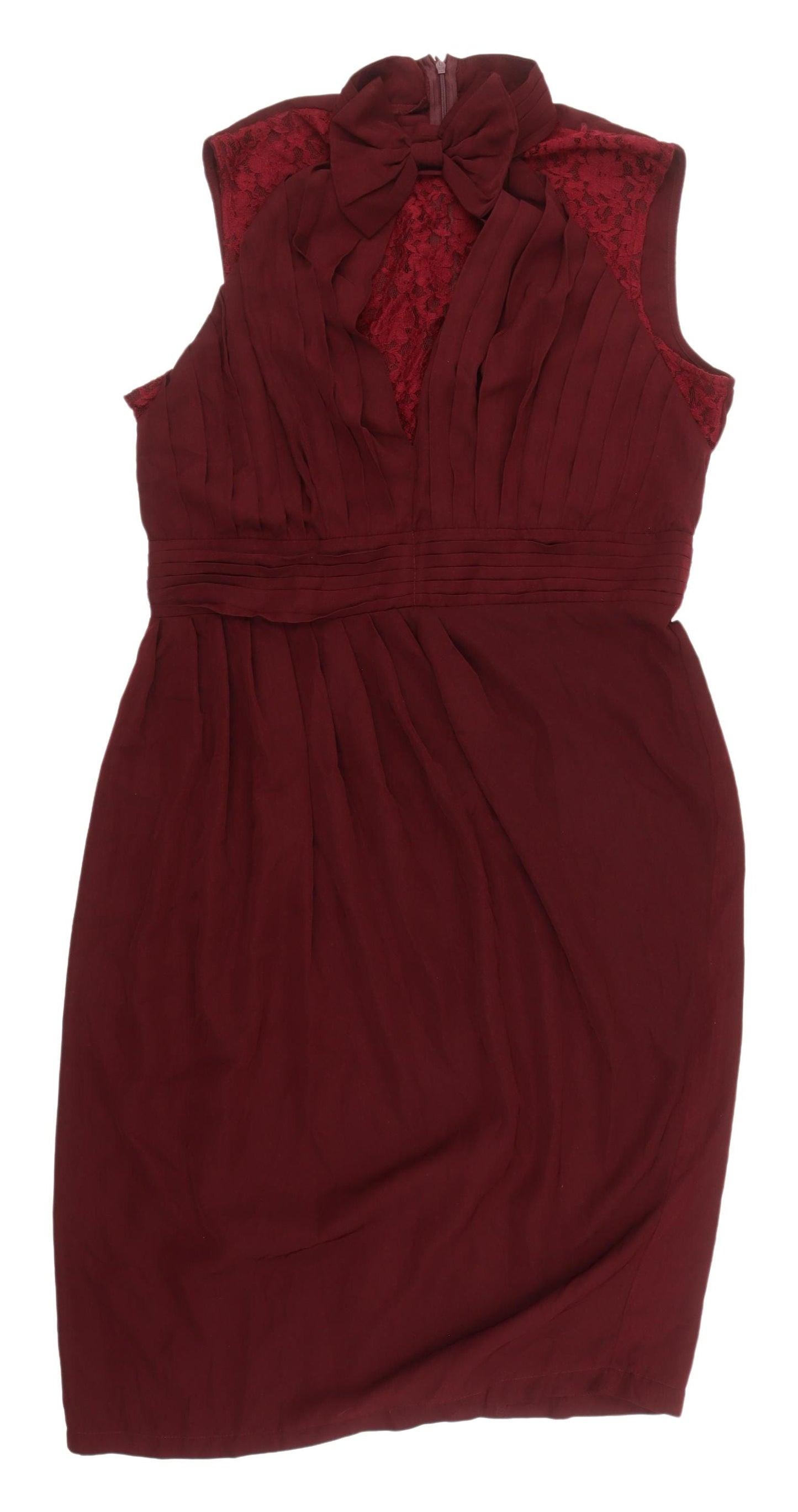 Lindy Bop Women's Red Bow Accent Sheath Dress Size 18