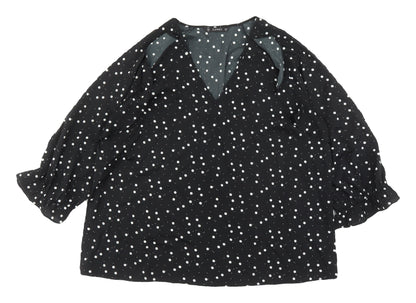 Dunnes Black Polka Dot Blouse XL 3/4 Sleeve