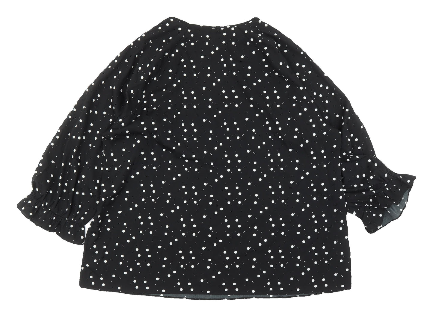 Dunnes Black Polka Dot Blouse XL 3/4 Sleeve