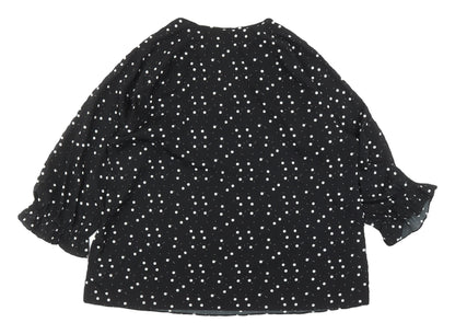 Dunnes Black Polka Dot Blouse XL 3/4 Sleeve