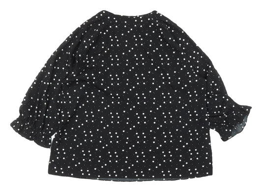 Dunnes Black Polka Dot Blouse XL 3/4 Sleeve