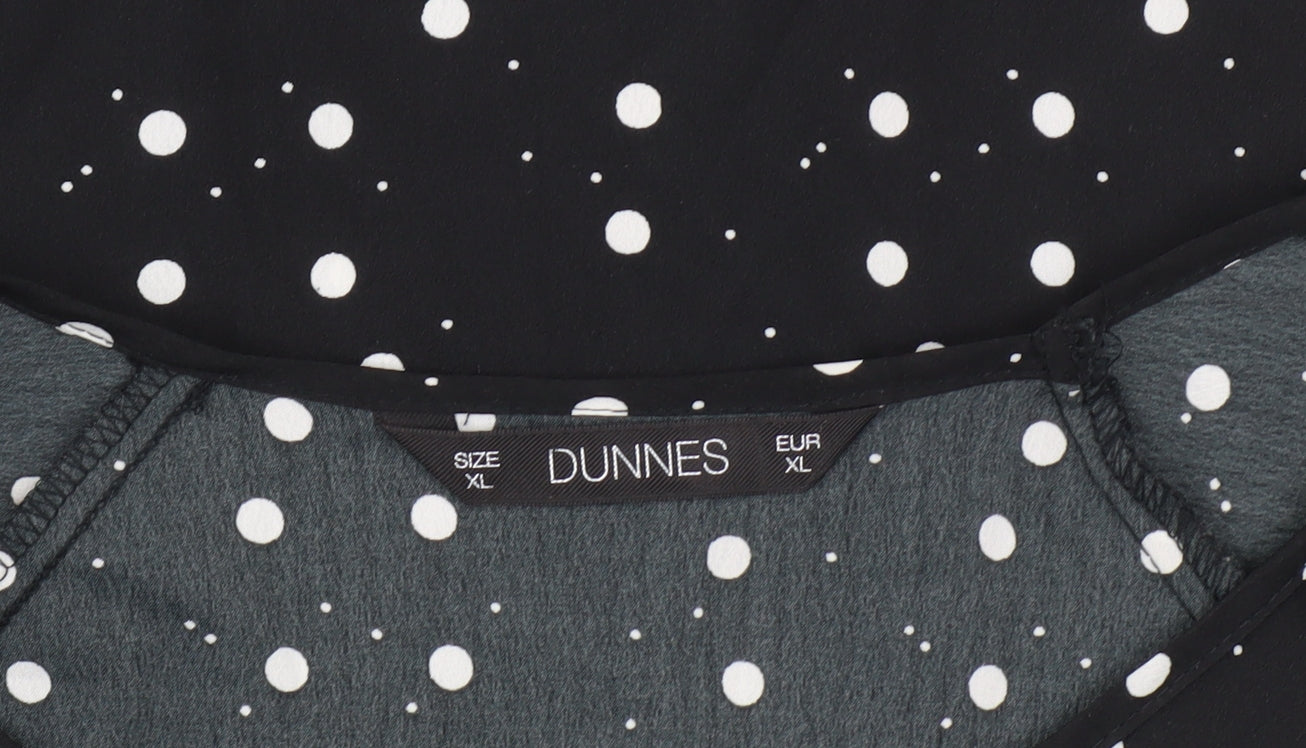Dunnes Black Polka Dot Blouse XL 3/4 Sleeve