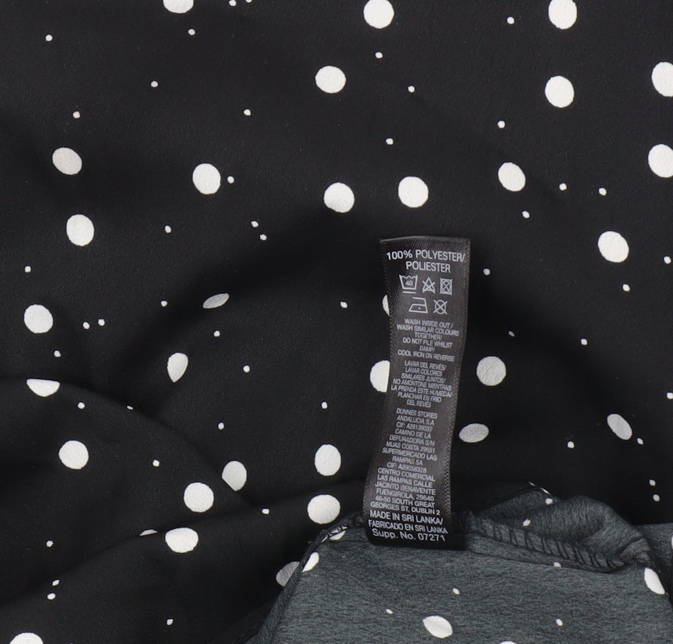 Dunnes Black Polka Dot Blouse XL 3/4 Sleeve