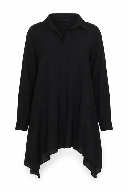 Emrey Women's Black Collared Long Sleeve Top M