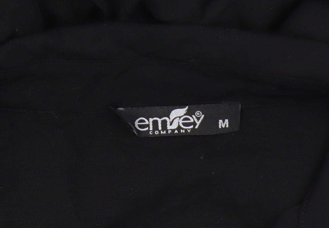 Emrey Women's Black Collared Long Sleeve Top M