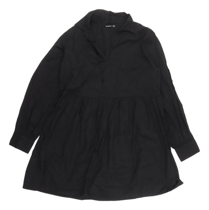 Boohoo Black Cotton Women's Shift Dress UK 14