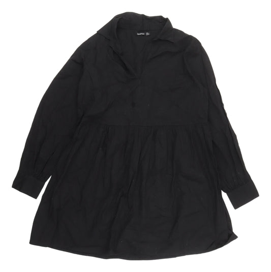 Boohoo Black Cotton Women's Shift Dress UK 14