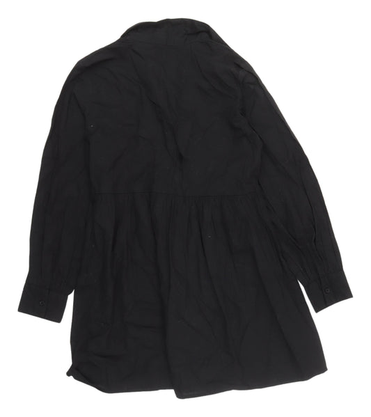 Boohoo Black Cotton Women's Shift Dress UK 14