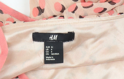 H&M Women's Multicoloured Polka Dot Wrap Dress - Size 6