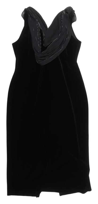 C&A Women's Black Velvet Sheath Dress Size 18