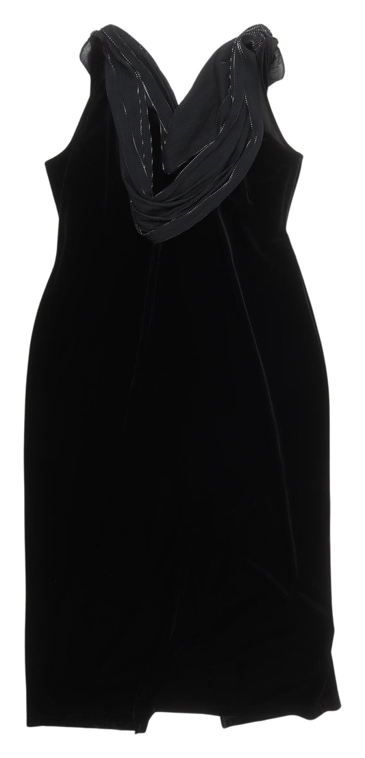 C&A Women's Black Velvet Sheath Dress Size 18