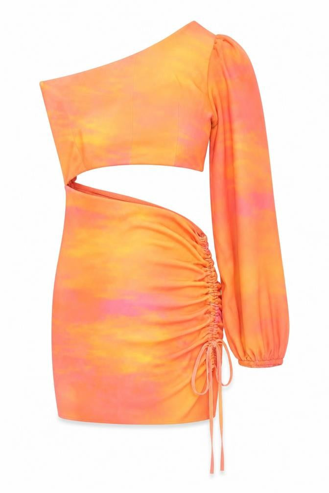Black Fashion Women’s Orange One Shoulder Bodycon Dress