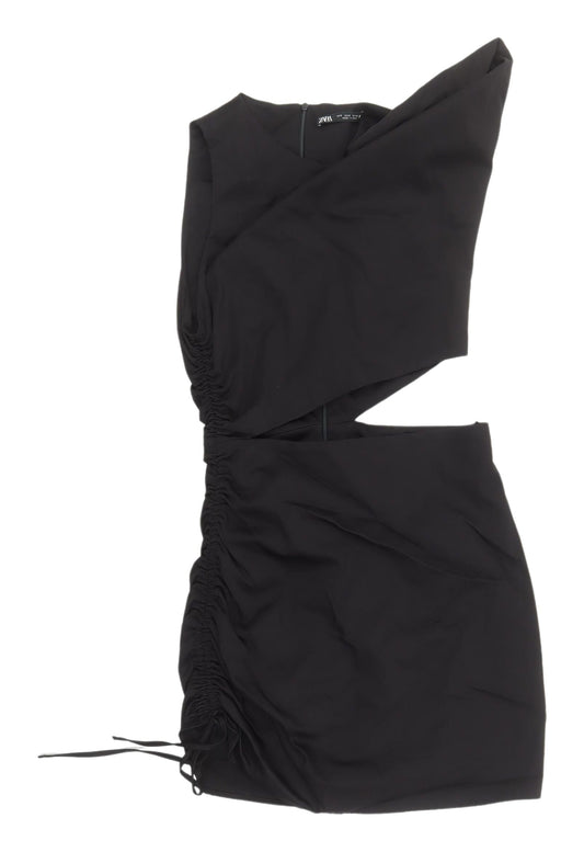 Zara Women's Black Asymmetric Cocktail Dress Size 8