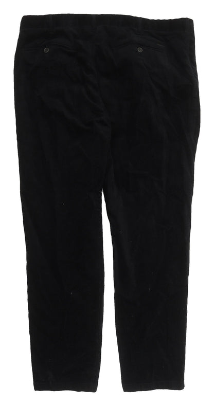 Marks and Spencer Men's Black Tapered Corduroy Trousers