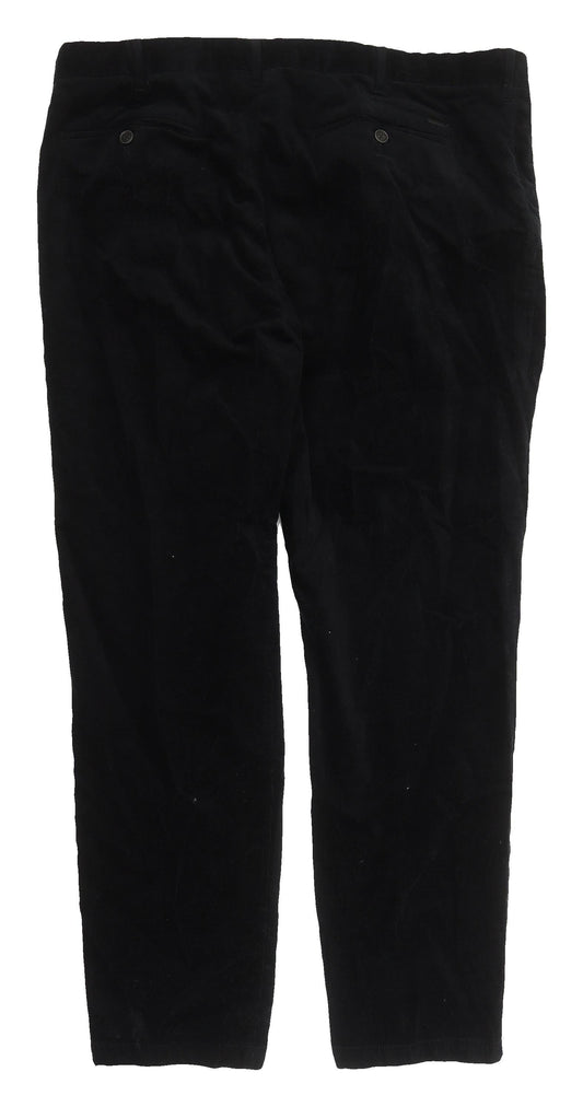 Marks and Spencer Men's Black Tapered Corduroy Trousers