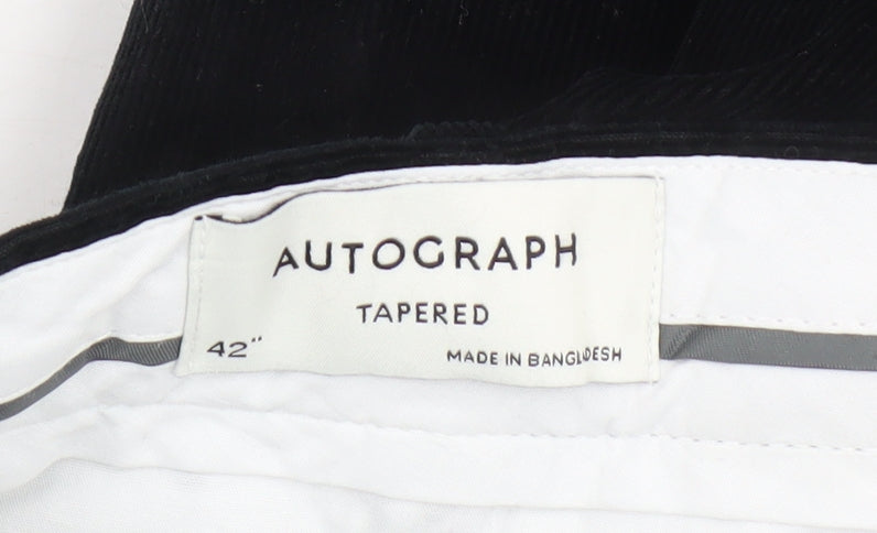 Marks and Spencer Men's Black Tapered Corduroy Trousers