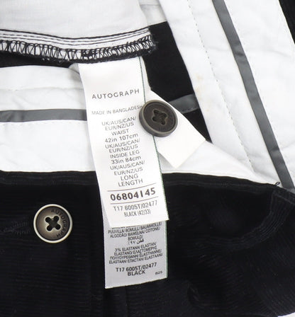 Marks and Spencer Men's Black Tapered Corduroy Trousers