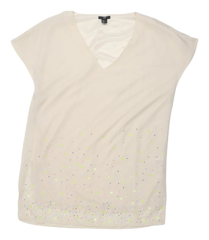 Womens UK Size 8 H&M Beige Basic Blouse