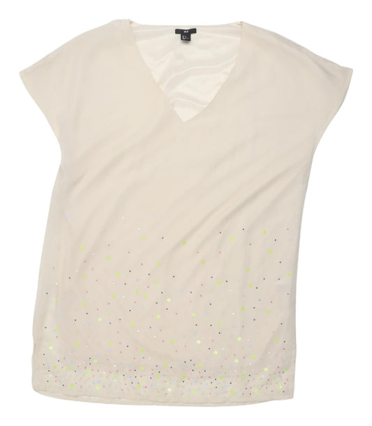 Womens UK Size 8 H&M Beige Basic Blouse