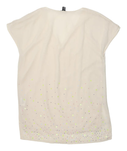 Womens UK Size 8 H&M Beige Basic Blouse
