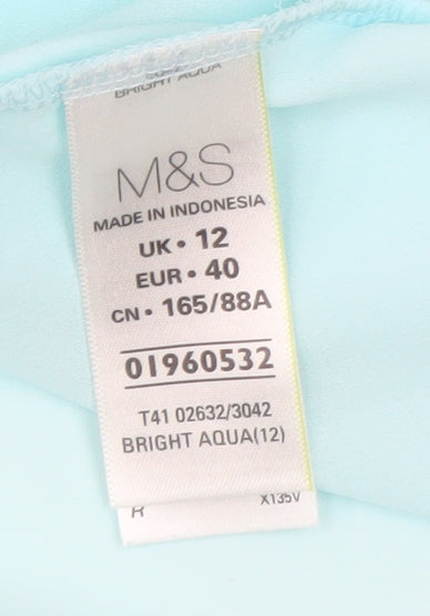Womens UK Size 12 Marks and Spencer Blue Basic Blouse
