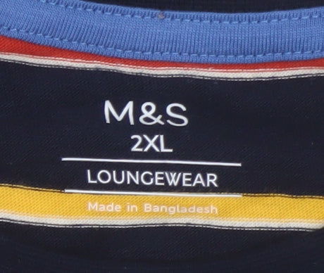 Marks and Spencer Men's Striped T-Shirt 2XL Multicoloured
