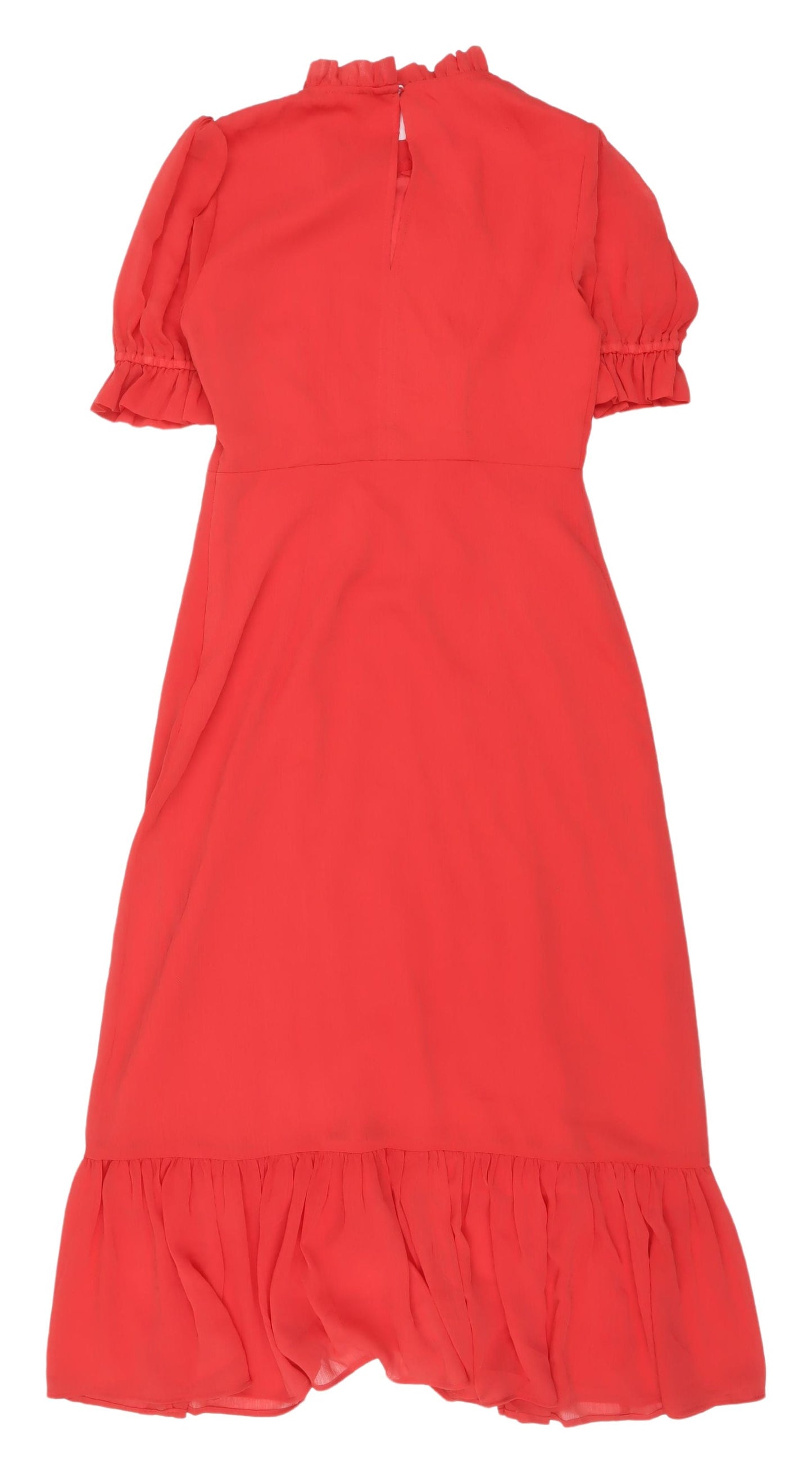 Finery Red A-Line Long Dress with Puff Sleeves 10