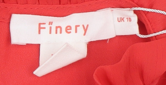 Finery Red A-Line Long Dress with Puff Sleeves 10