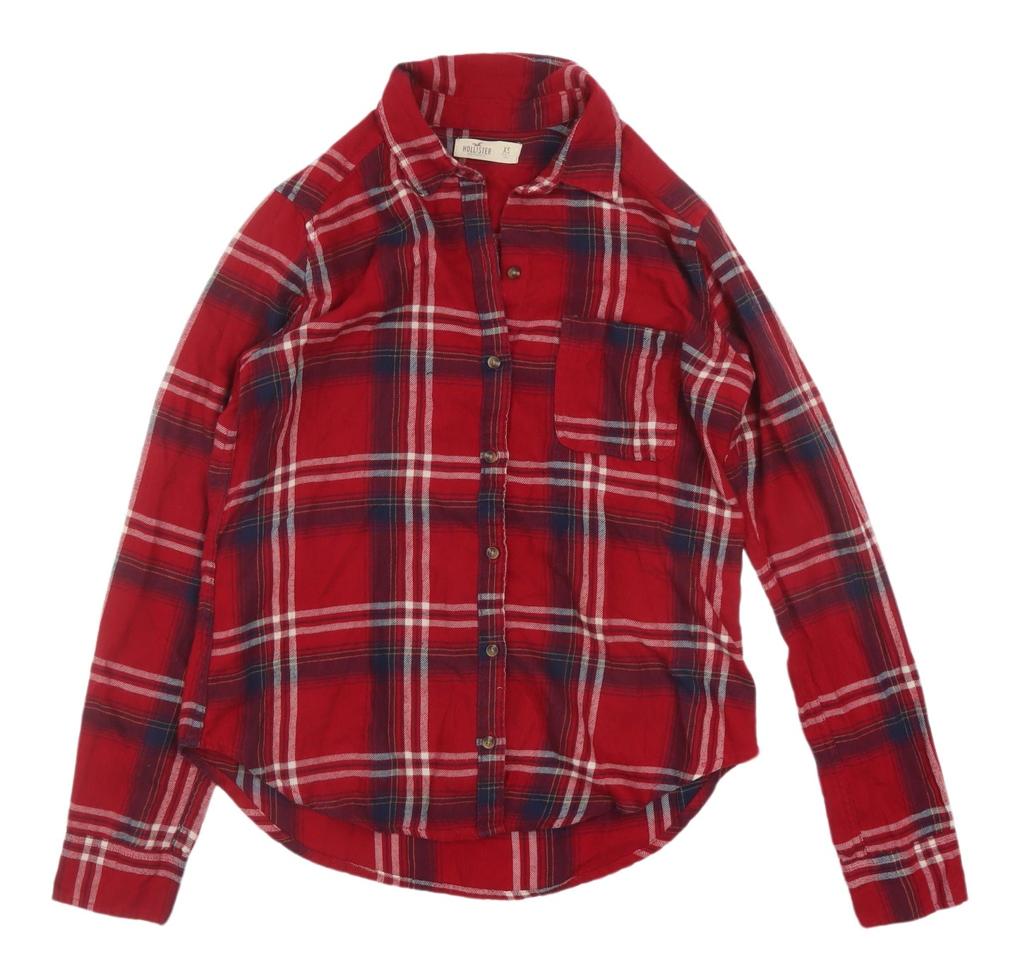 Womens UK Size XS Hollister Red Classic Button-Up
