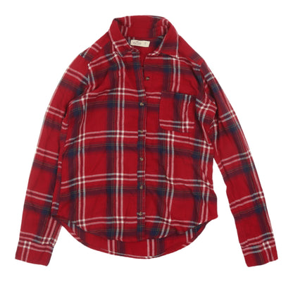 Womens UK Size XS Hollister Red Classic Button-Up