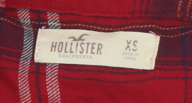 Womens UK Size XS Hollister Red Classic Button-Up