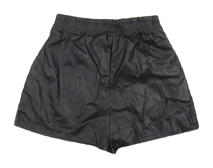 Missy Empire Women's Black Faux Leather Shorts, UK 8