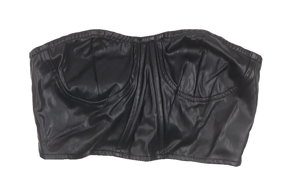 Womens UK Size 4 PRETTYLITTLETHING Black Cropped Blouse