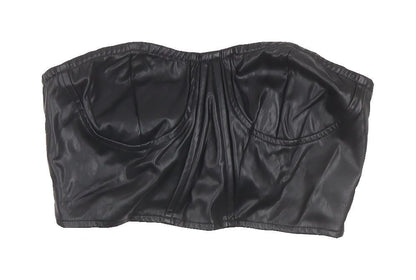 Womens UK Size 4 PRETTYLITTLETHING Black Cropped Blouse