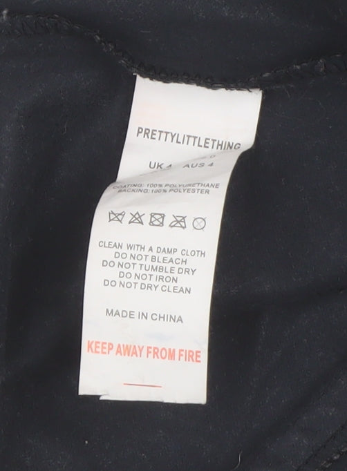 Womens UK Size 4 PRETTYLITTLETHING Black Cropped Blouse