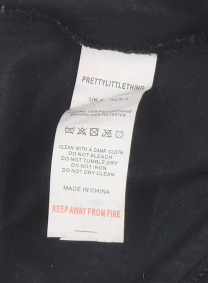 Womens UK Size 4 PRETTYLITTLETHING Black Cropped Blouse