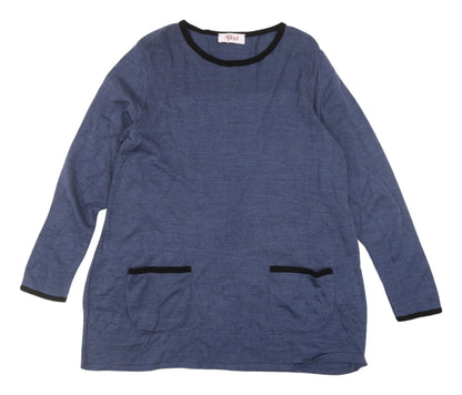 Womens UK Size 14 Afibel Blue Tunic Jumper