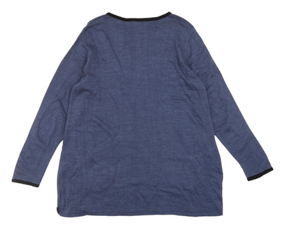 Womens UK Size 14 Afibel Blue Tunic Jumper
