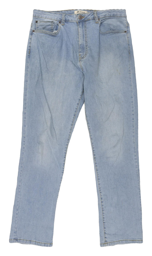 Mens UK Size 34 Re: Regular Fit Straight Blue Jeans