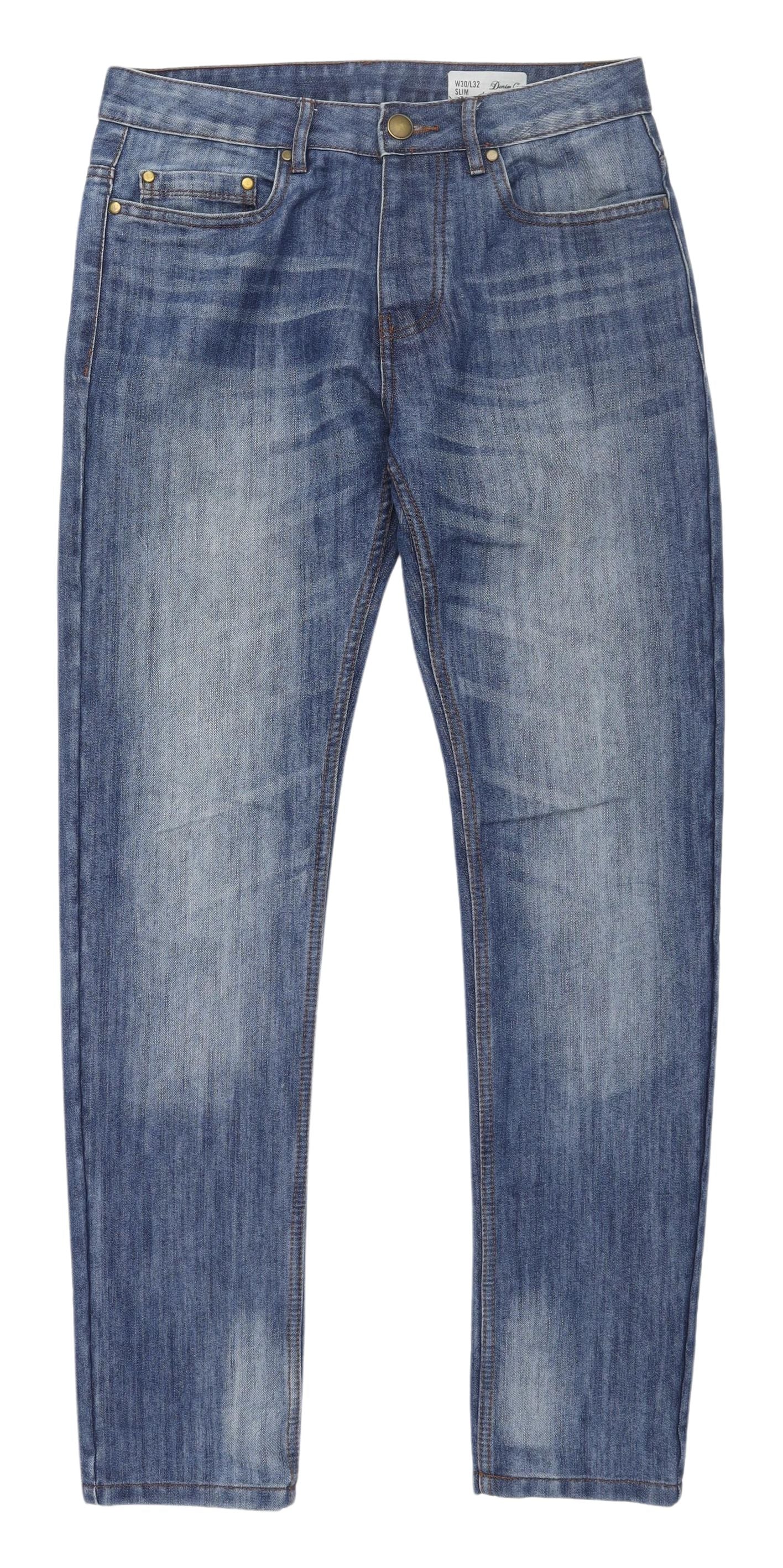 Denim Co. Men's Blue Slim Fit Straight Jeans