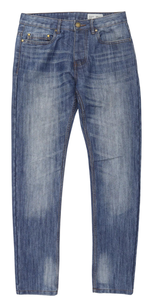 Denim Co. Men's Blue Slim Fit Straight Jeans