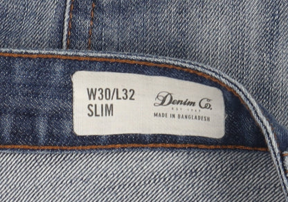 Denim Co. Men's Blue Slim Fit Straight Jeans