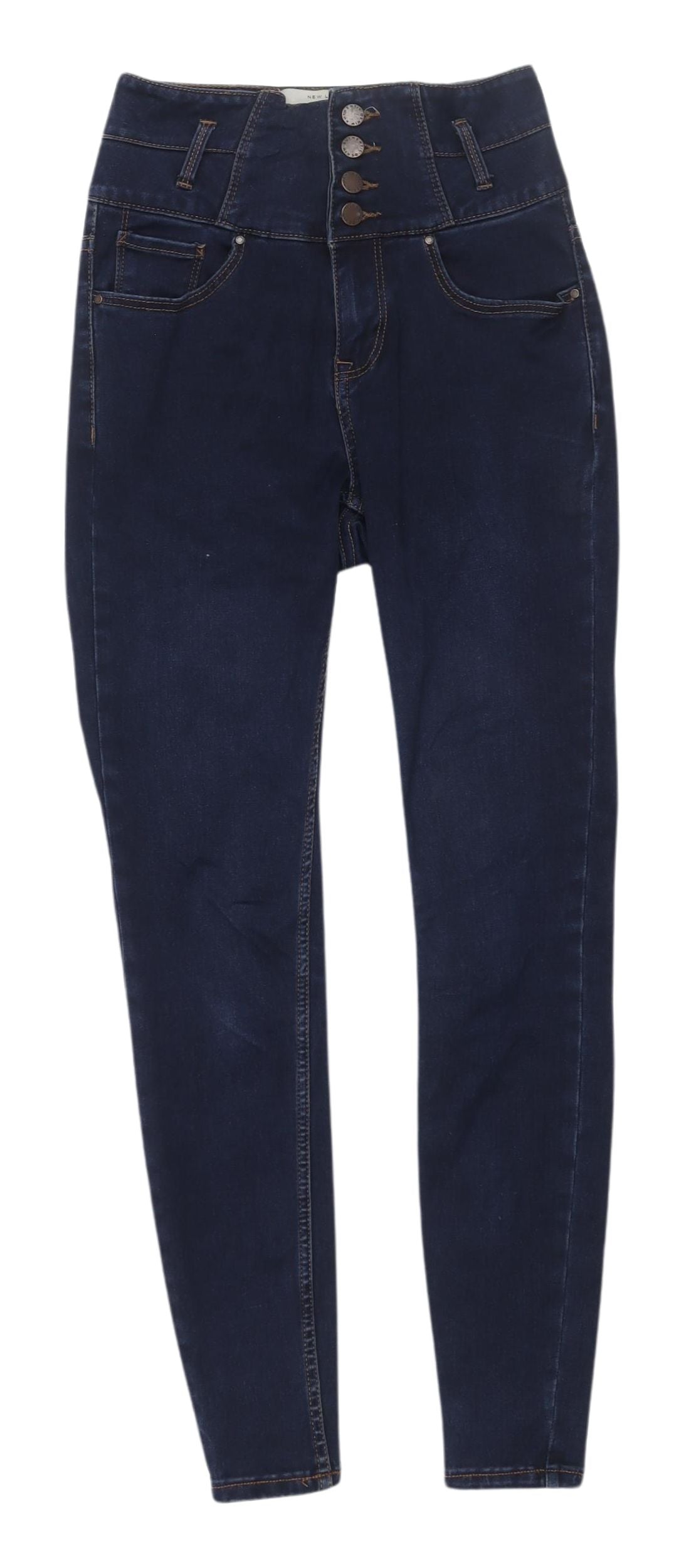 New Look Women's Blue High-Rise Skinny Jeans Size 8