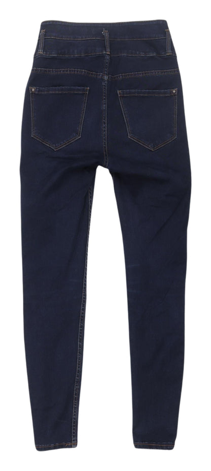 New Look Women's Blue High-Rise Skinny Jeans Size 8
