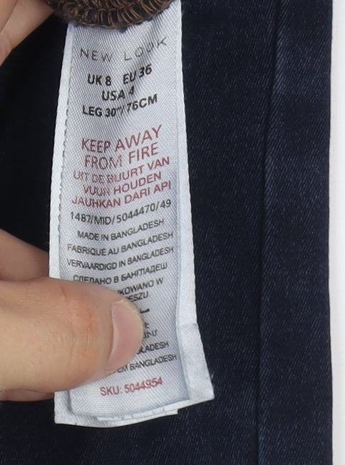 New Look Women's Blue High-Rise Skinny Jeans Size 8