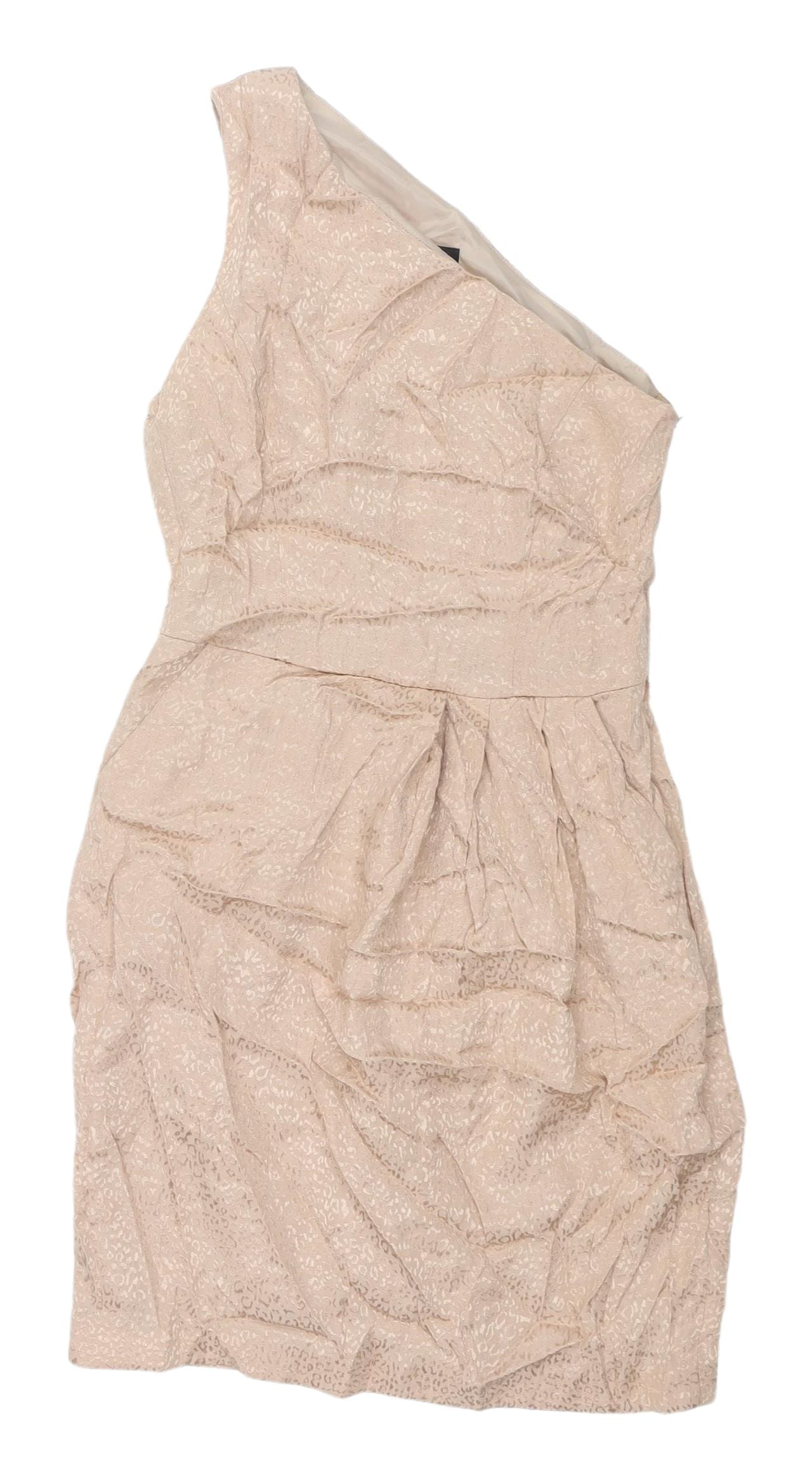 Oasis Beige One Shoulder Bodycon Dress Size 6