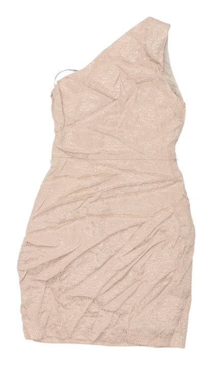 Oasis Beige One Shoulder Bodycon Dress Size 6