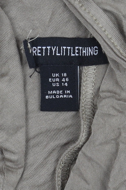 PrettyLittleThing Beige Halter Maxi Dress Size 18